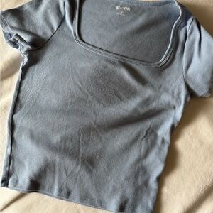 Hollister Light Blue Ribbed Short Sleeve Top